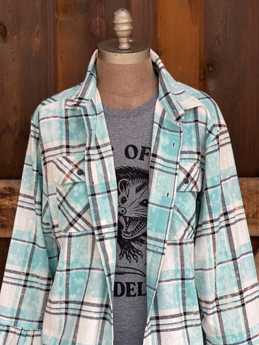 Flared Sleeve Flannel- OUTER BANKS BLUE
